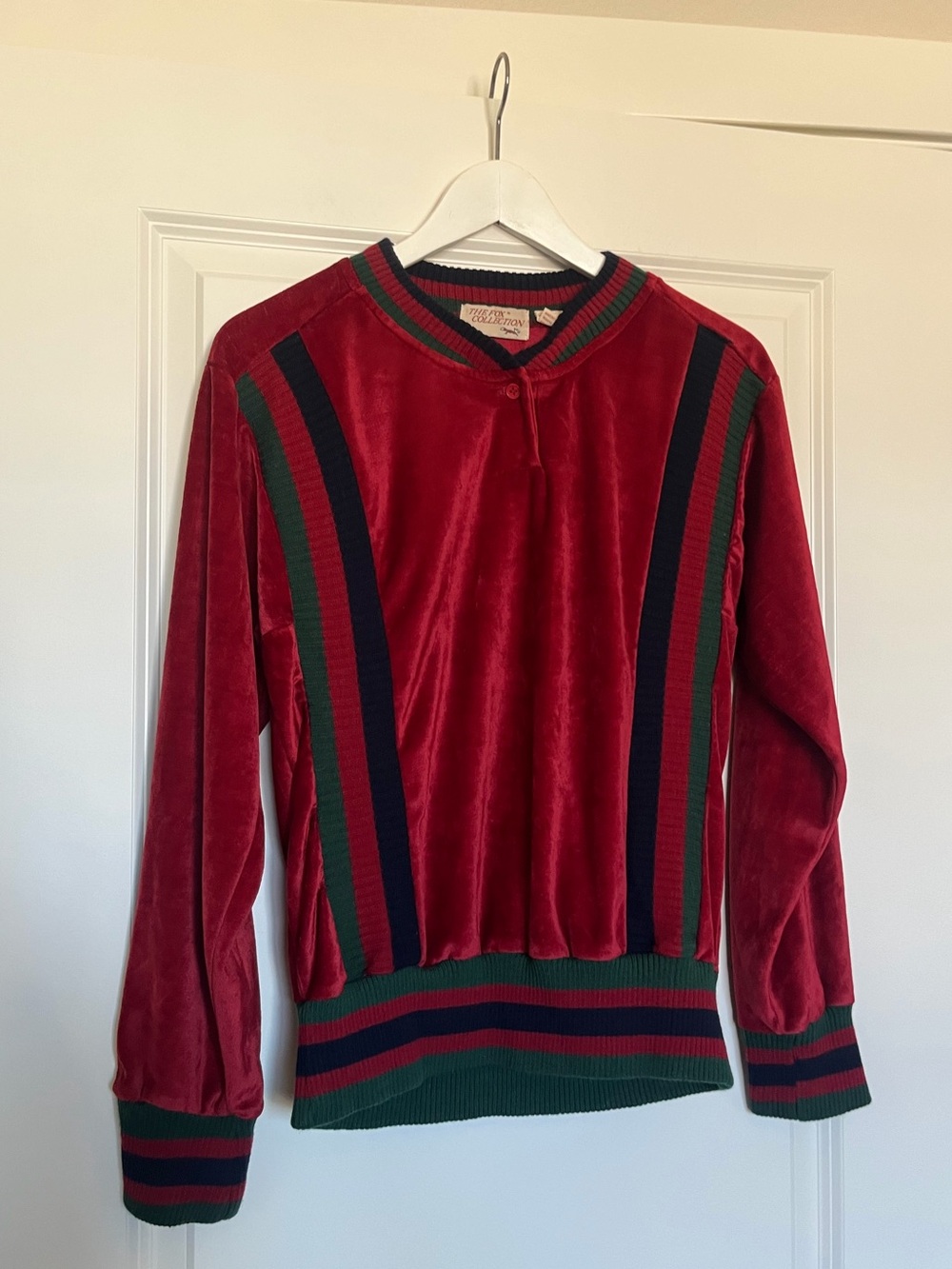 Vintage 1970s Dark Red Velour Henley Shirt